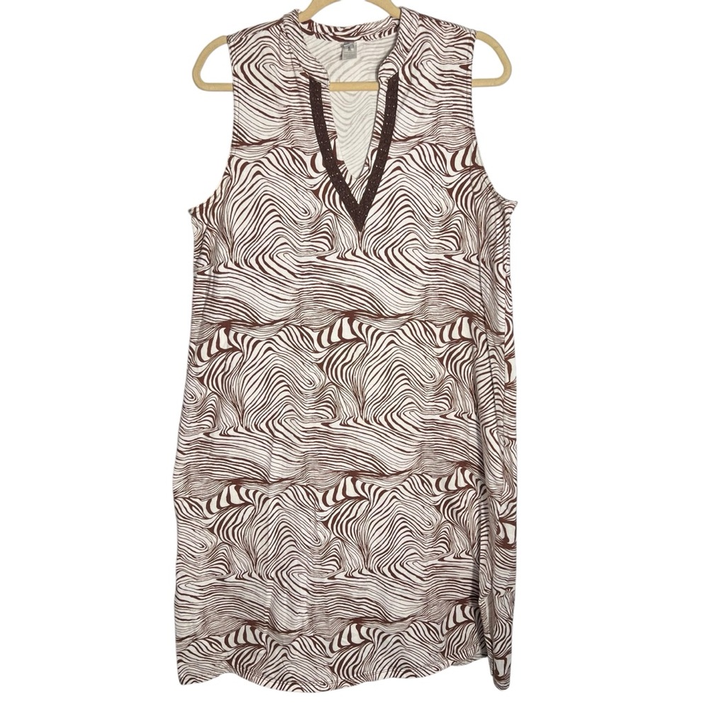 Cruz Natori Brown and White Animal Instinct Cotton Dress, XL
